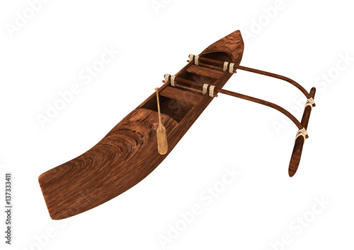 Canvas Print 3D Rendering Outrigger on White