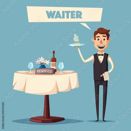 Reserved table in restaurant. Cartoon vector illustration