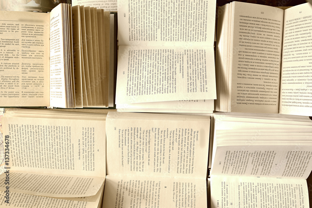 Obraz premium Background - open books, hight angle view