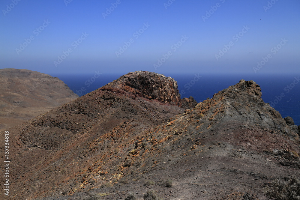 Beautiful volcanic mountains . Panoramic view on Fuerteventura