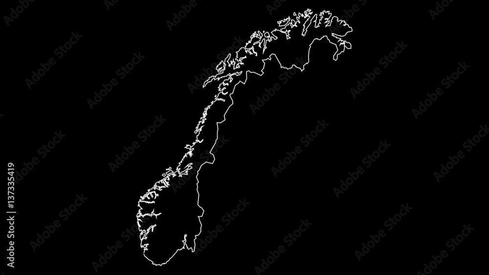 Norway map outline animation Norway map outline animation