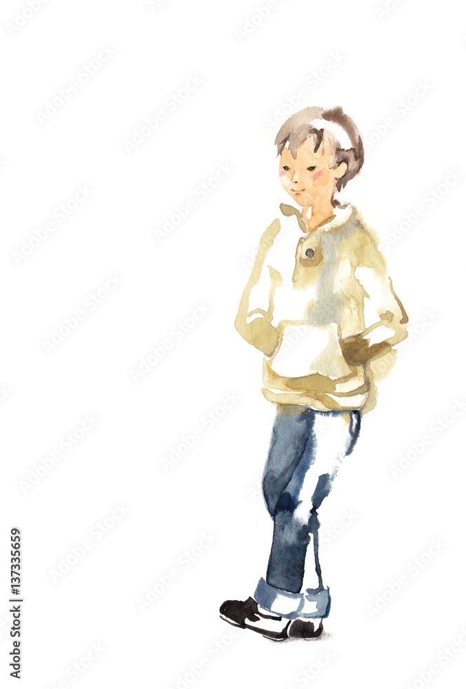街中の子ども、ジーンズの男の子