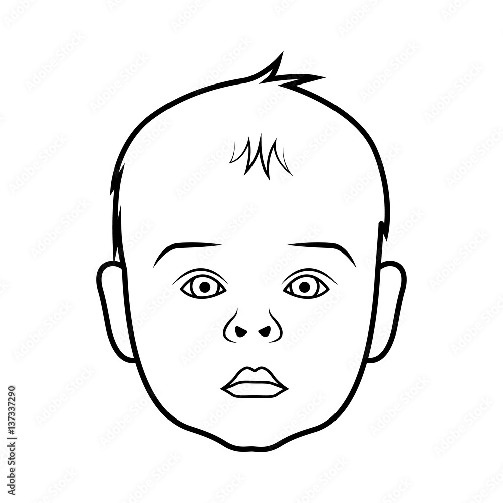 Realistic baby face icon. Isolated vector illustration on white Realistic baby face icon. Isolated vector illustration on white