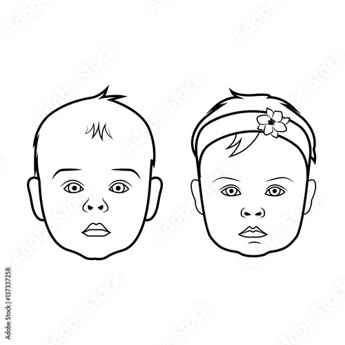 Realistic baby face icon. Isolated vector illustration on white