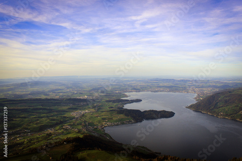 Scenic views of Zug Lake from Rigi mountain, Switzerland