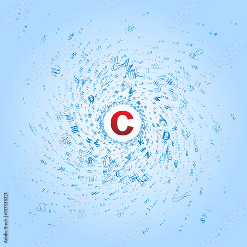 Abstract background of letters and digits.