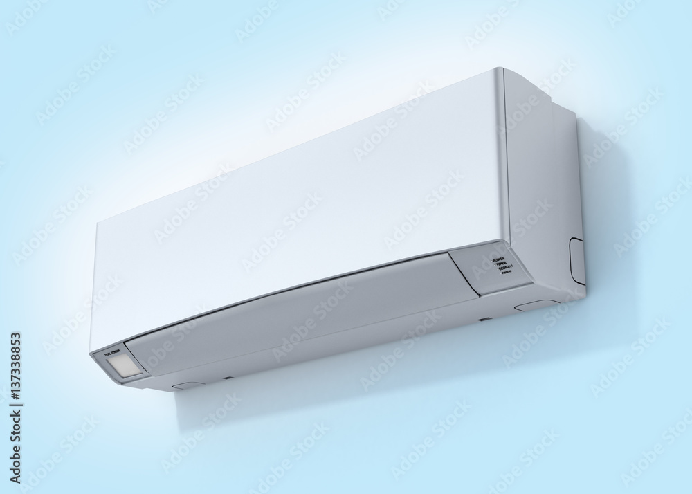 Air conditioner on blue gradient background 3d Air conditioner on blue gradient background 3d