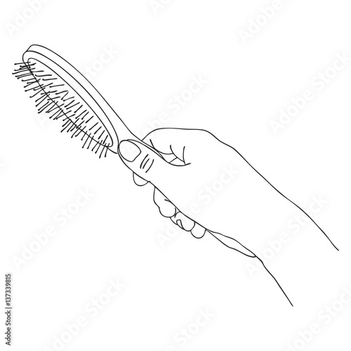 vector hand with hair brush