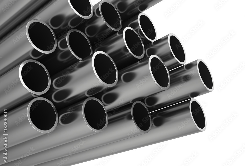 Fototapeta premium Metal pipe. 3d rendering illustration isolated on white background.