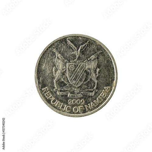 5 namibian cent coin (2009) reverse isolated on white background