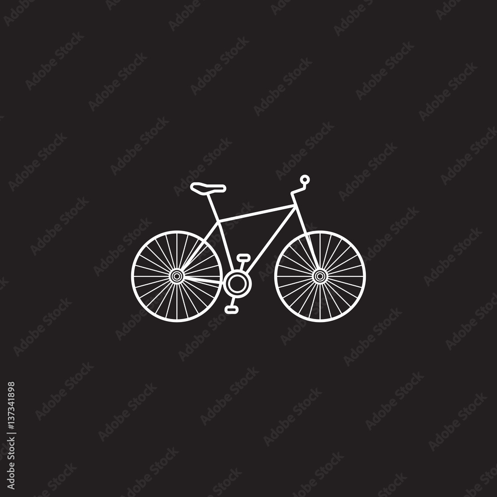 Fototapeta bicycle icon, transport symbol vector graphics, a linear pattern on a black background, eps 10.