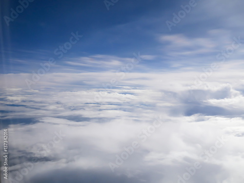 Fototapeta Naklejka Na Ścianę i Meble -  Sky and White cloud From inside the plane