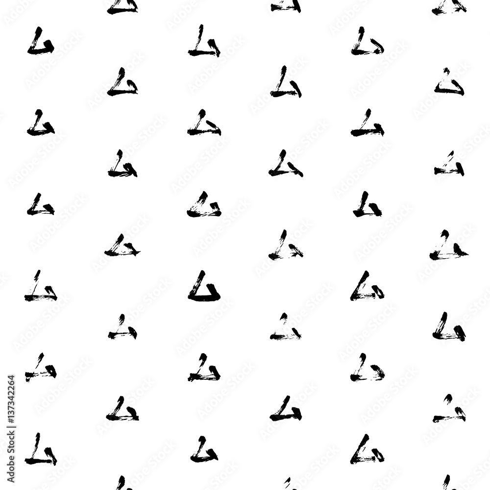 Naklejka premium Pattern grunge hand-drawing with a dry brush in black ink made of geometric shapes, strokes. Seamless vector that can be used for printing onto fabric, paper printing, backgrounds in graphic design