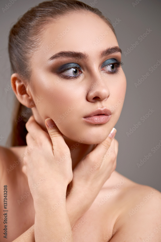 Young woman with beautiful make-up. Young woman with beautiful make-up.