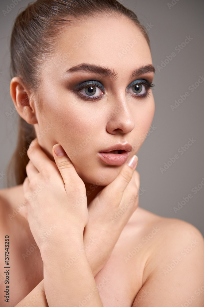 Young woman with beautiful make-up. Young woman with beautiful make-up.