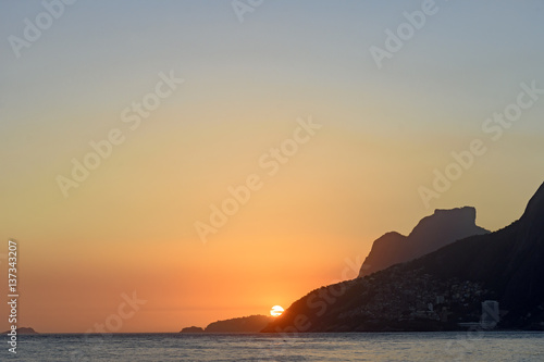 Summer sunset at Ipanema beach in Rio de Janeiro