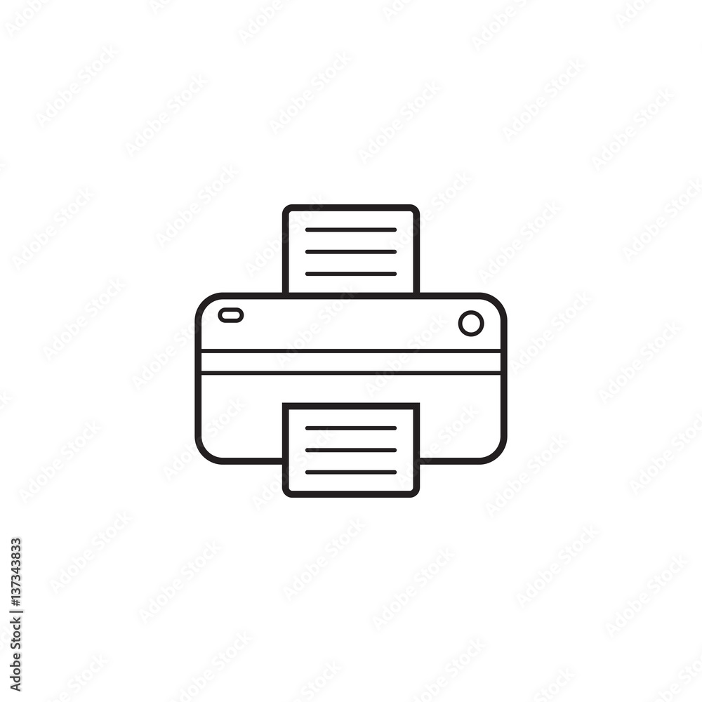 Printer line icon, outline vector logo illustration, linear pictogram isolated on white Printer line icon, outline vector logo illustration, linear pictogram isolated on white