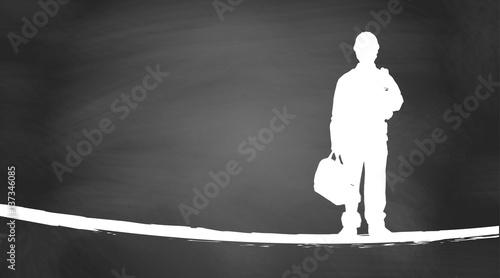 Arbeiter | Silhouette | auf Kreidetafel