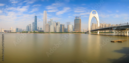 Panorama urban landscape of Guangzhou city at sunshine day  China