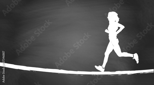 Läuferin | Silhouette | auf Kreidetafel