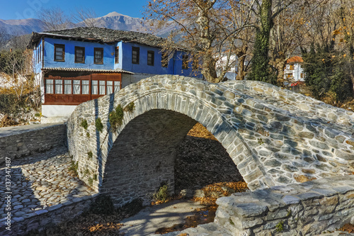 Stone bridge over small river in Moushteni near Kavala  East Macedonia and Thrace  Greece