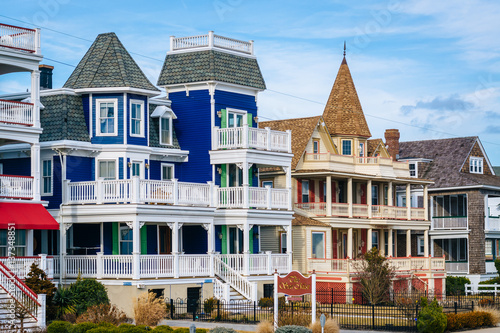 Houses along Beach Avenue, in Cape May, New Jersey.