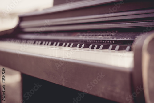 Key board of vintage piano , retro instrument