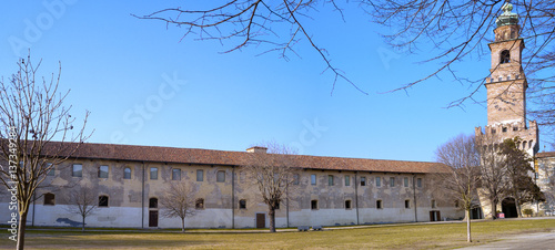 Vigevano, the castle garden wintertime. Color image photo