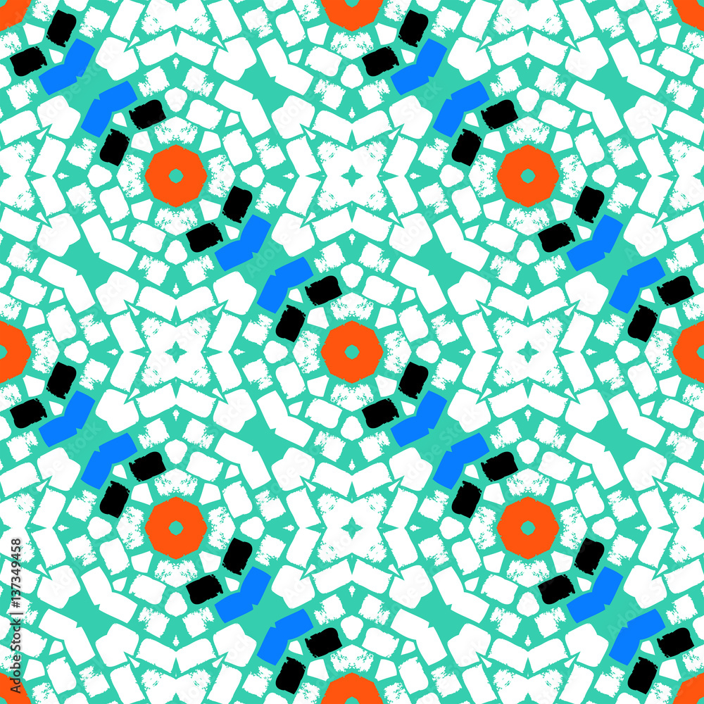 Colorful geometric mosaics in an artistic style