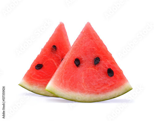 Slice of watermelon on white background