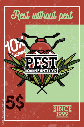 Color vintage pest extermination banner