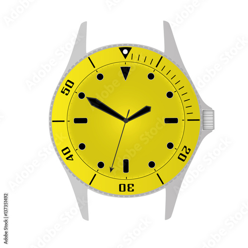 simple modern sport divers style yellow watch case and dial object eps10