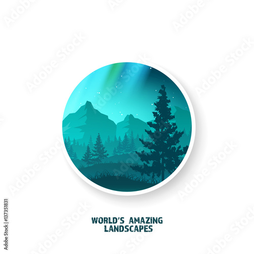 Mountains and forest. Wild nature landscape. Travel and adventure.Panorama. Into the woods. Horizon line.Trees,fogfog.