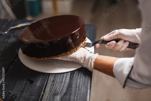 cake covered in chocolate