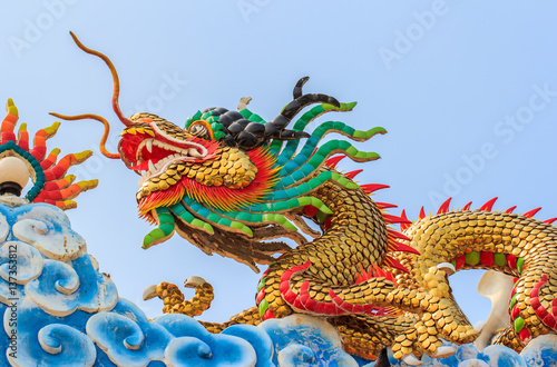dragon statue on sky background 