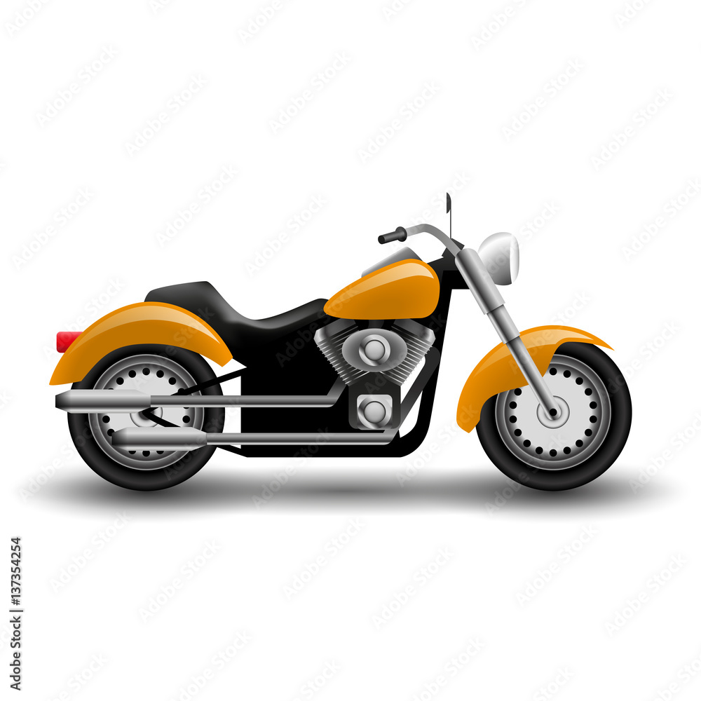 Vector yellow motorcycle. Illustration of cartoon chopper motorcycle Stock  Vector | Adobe Stock
