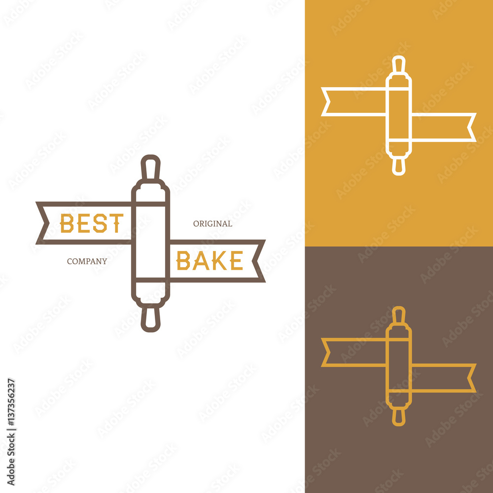 Icon or logo template for bakery, food, cooking, kitchen, restaurant or cafe. Symbol for corporate branding identity. Label inspiration for advertising, business, web design. Vector illustration. Icon or logo template for bakery, food, cooking, kitchen, restaurant or cafe. Symbol for corporate branding identity. Label inspiration for advertising, business, web design. Vector illustration.