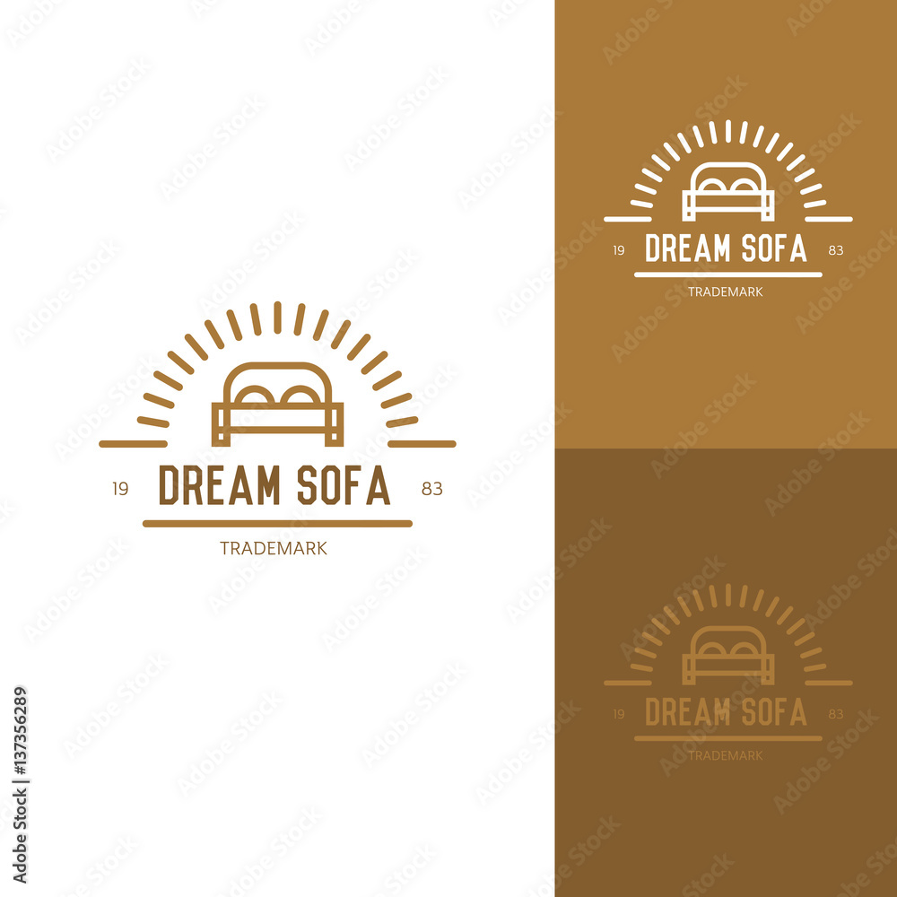 Icon or logo template for furniture shop, company, manufacturer. Symbol for corporate branding identity. Label inspiration for advertising, business, web design. Vector illustration. Icon or logo template for furniture shop, company, manufacturer. Symbol for corporate branding identity. Label inspiration for advertising, business, web design. Vector illustration.