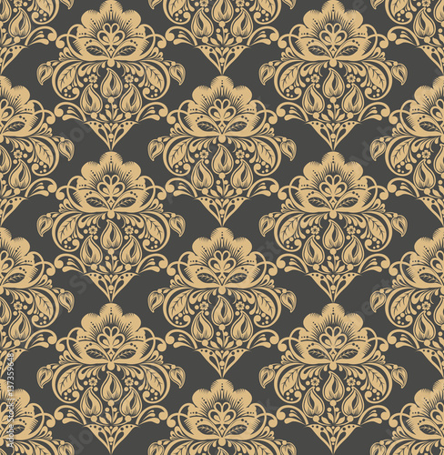  Floral damask seamless pattern background. Elegant luxury texture for wallpapers  backgrounds and page fill.