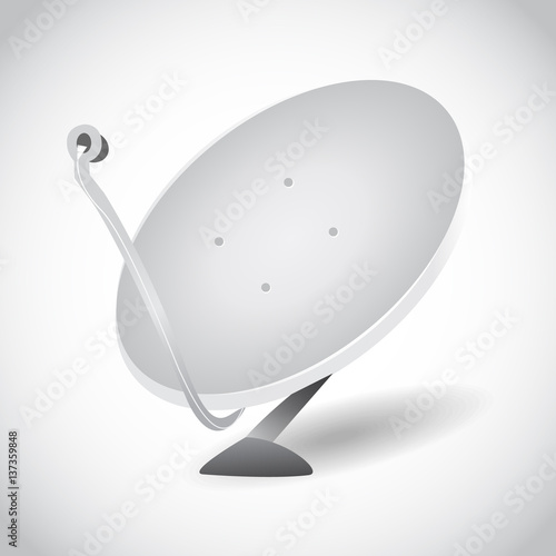 Satelite dish illustration on grey background isolated.