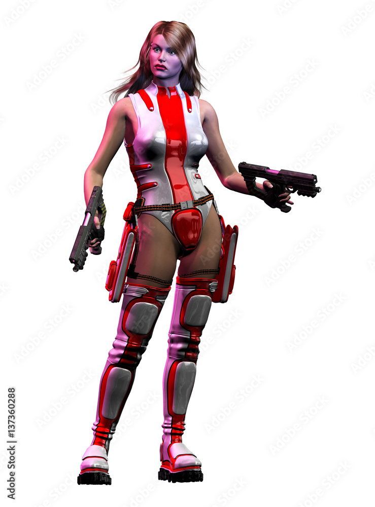 sexy future warrior with gun, 3d illustration sexy future warrior with gun, 3d illustration