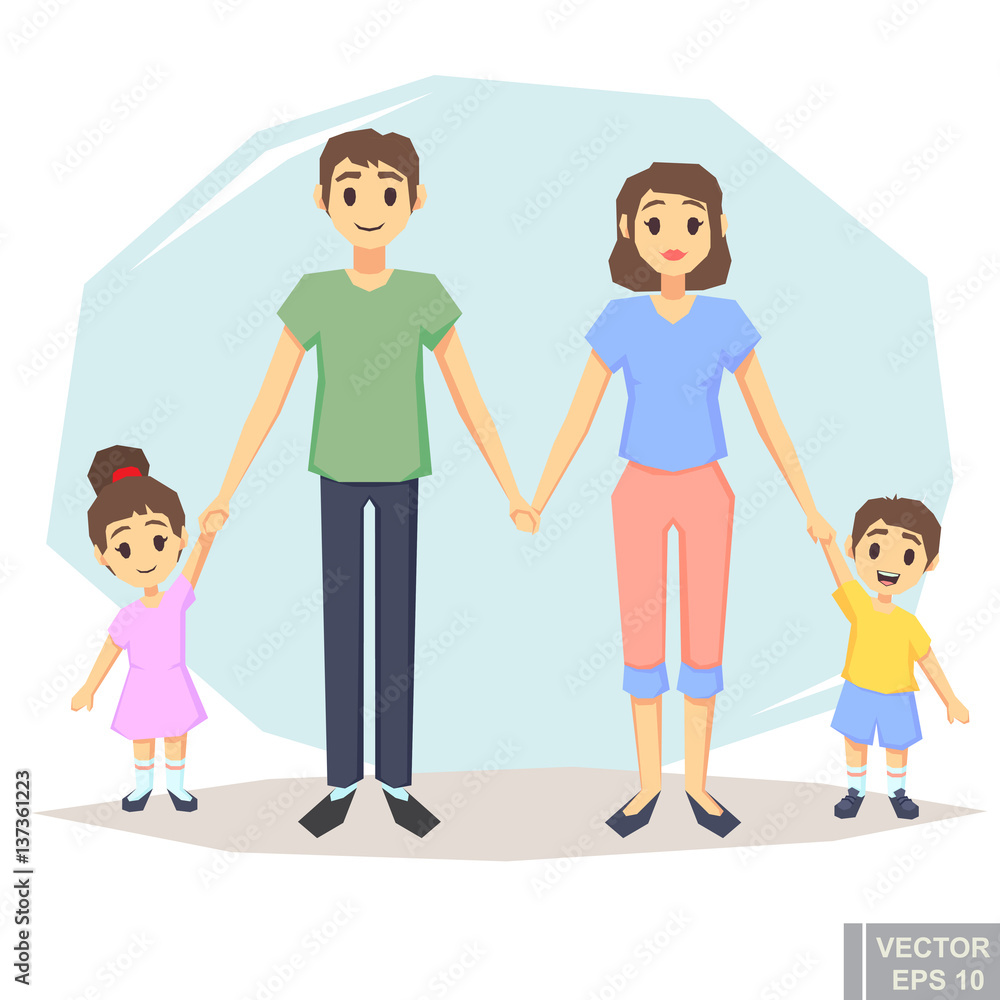 Family Holding Hands Cartoon