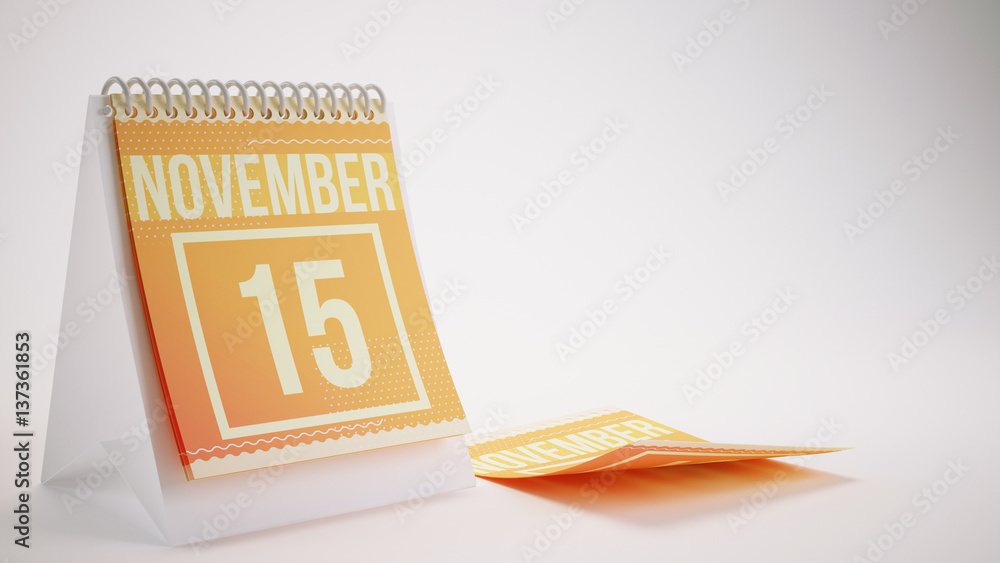 3D Rendering Trendy Colors Calendar on White Background - november 3D Rendering Trendy Colors Calendar on White Background - november