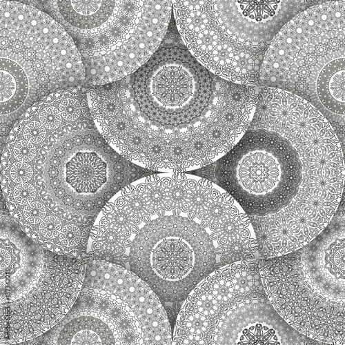 Flower Mandala for coloring book. Black and white ethnic henna pattern.Vintage decorative elements.Islam, Arabic, Indian, moroccan, turkish, pakistan, chinese, ottoman motifs