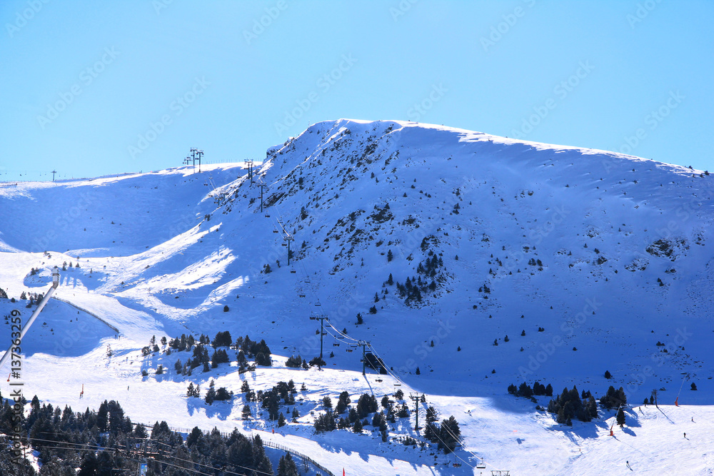 Skiing lift on the skiing resort.