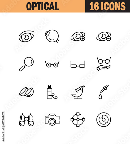 Optical flat icon set.