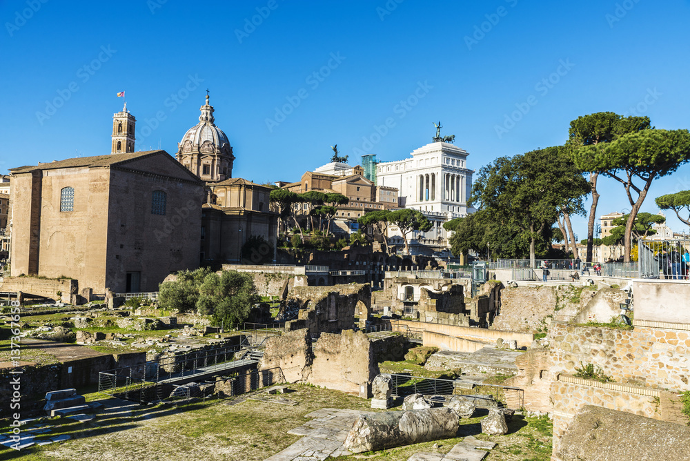 Roman ruins of the Palatino in Rome, Italy
