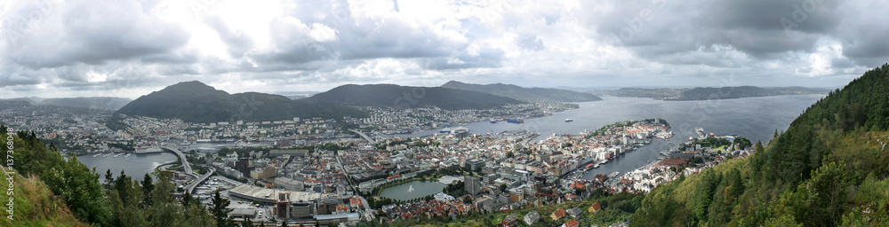 Panorama von der Stadt Bergen in Norwegen