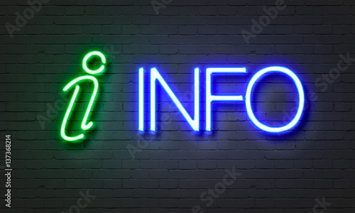 Slika na platnu Info neon sign on brick wall background.