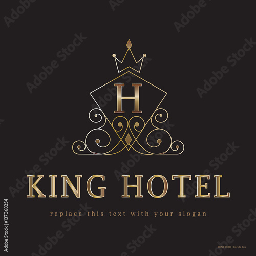 LETTER H EMBLEM WITH CROWN, VECTOR